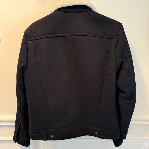 Mango Fur Lining  Jacket - Navy Blue - Small - Picture 5 of 5